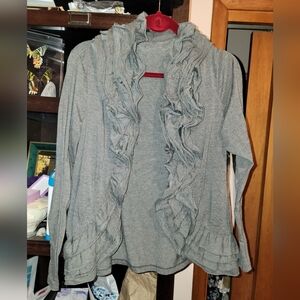 Gray ruffle cardigan